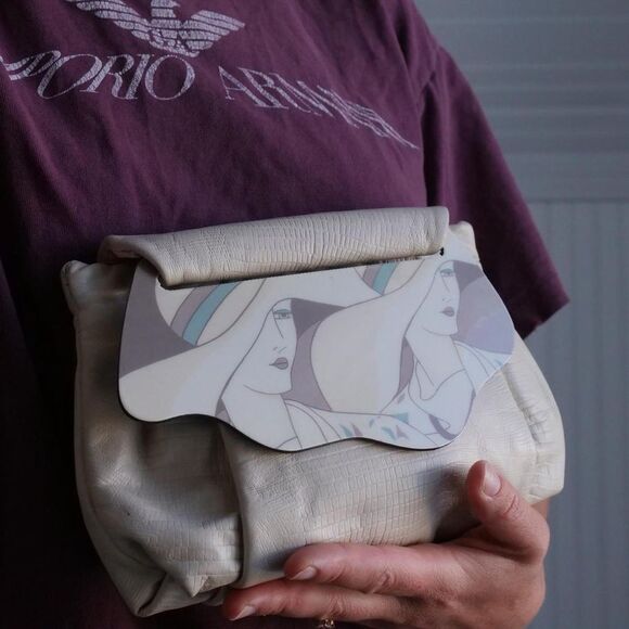 1980’s Patricia Smith Moon tan‎ leather clutch/shoulder bag - Picture 8 of 8